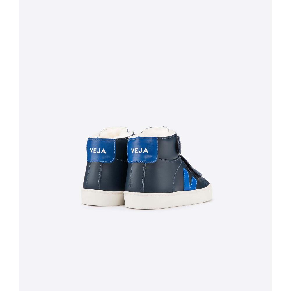 Veja ESPLAR MID FURED LEATHER Vysoke Detske Blue/Navy | SK 691BEX